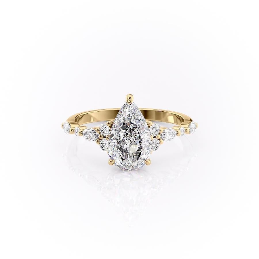 Pear Cut Moissanite Shoulder Set Ring Vintage Design
