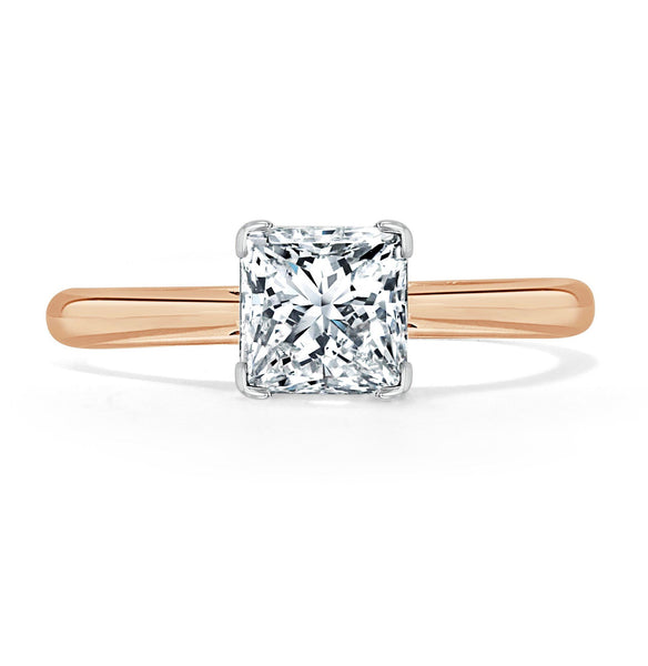 Princess Cut Moissanite Engagement Ring, Classic Style