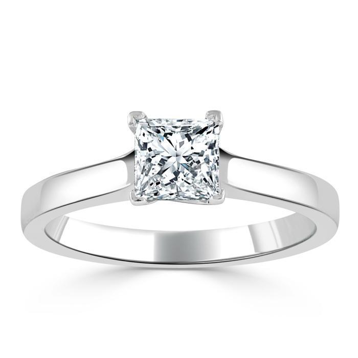 Princess Cut Moissanite Engagement Ring, Classic Style