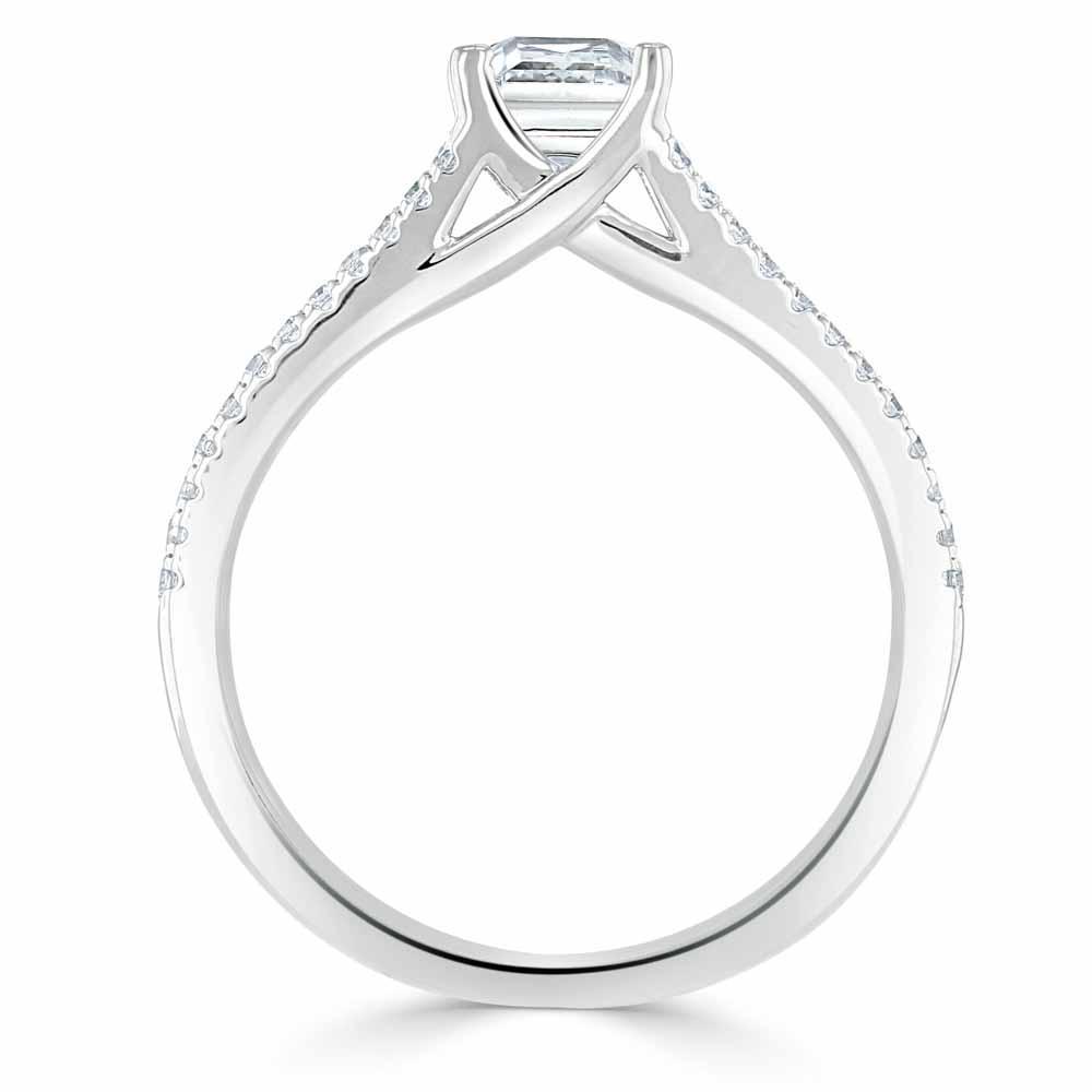 Princess Cut Moissanite Engagement Ring, Split Shank