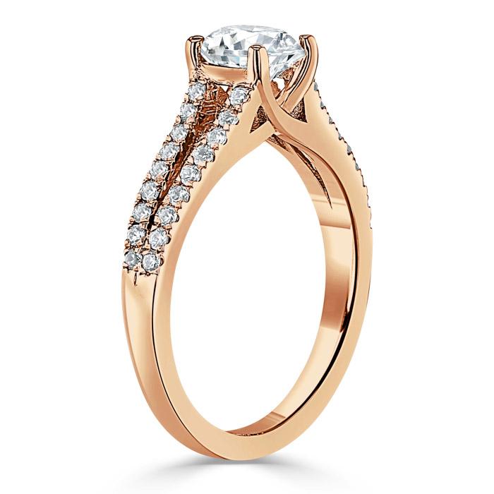 Cushion cut split shank engagement rings on sale