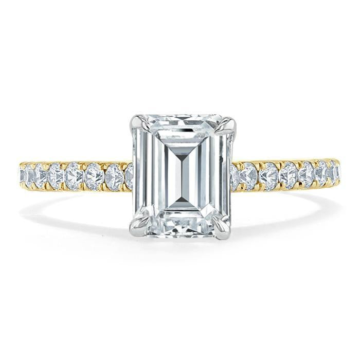 Emerald Cut Moissanite Engagement Ring, Classic Style