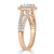 Emerald Cut Moissanite Engagement Ring, Classic Halo with Split Shank