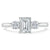 Emerald Cut Moissanite Engagement Ring, Classic 3 Stone