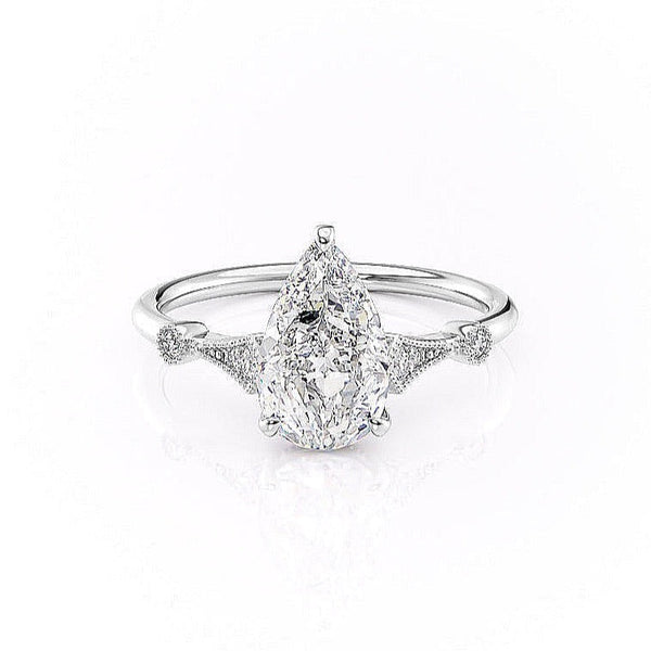 Pear Cut Moissanite Vintage Design