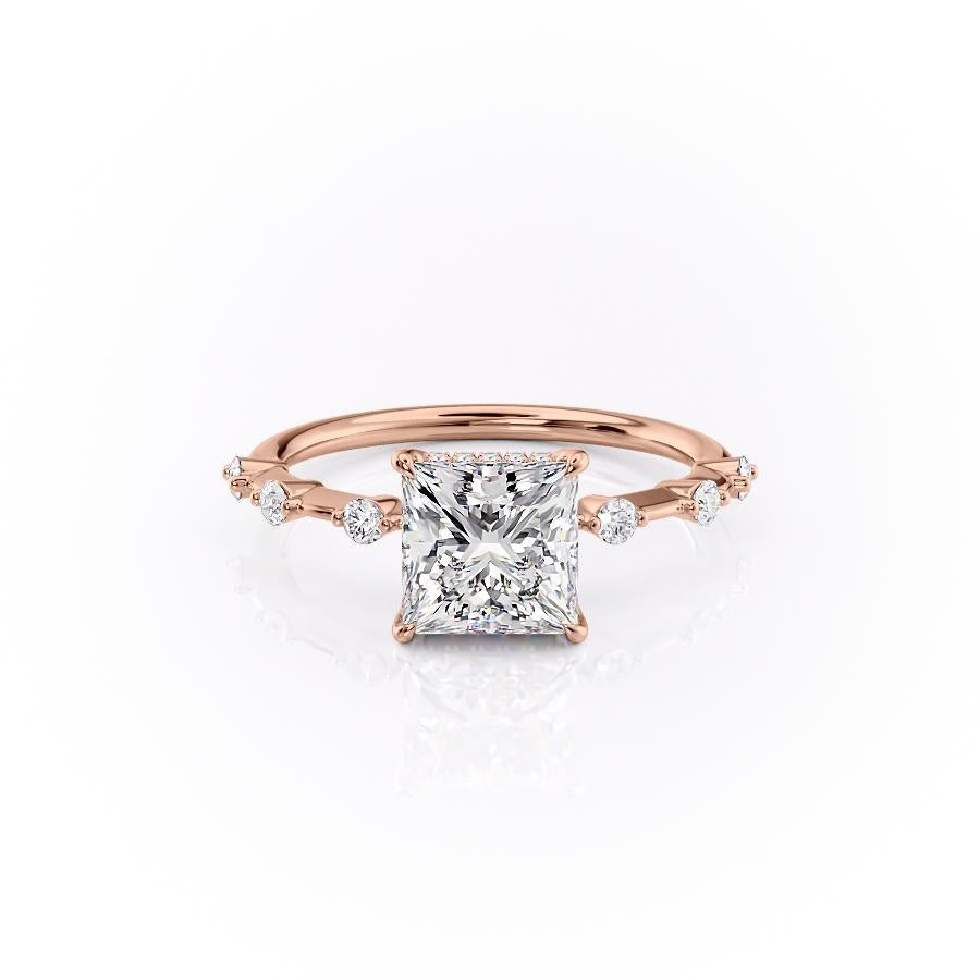 Princess Cut Moissanite With Stone Set Shoulders