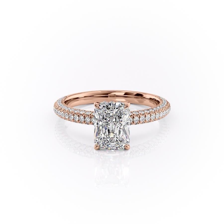 RADIANT CUT MOISSANITE PAVÉ SET SHOULDERS WITH HIDDEN HALO