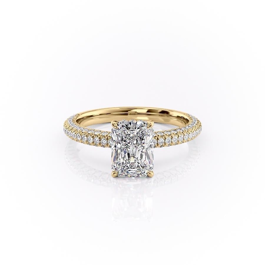 RADIANT CUT MOISSANITE PAVÉ SET SHOULDERS WITH HIDDEN HALO