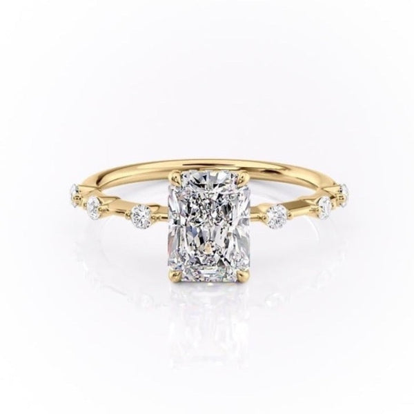 Radiant Cut Moissanite With Stone Set Shoulders