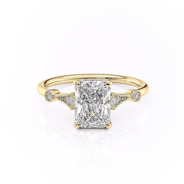 Radiant Cut Moissanite Vintage Design