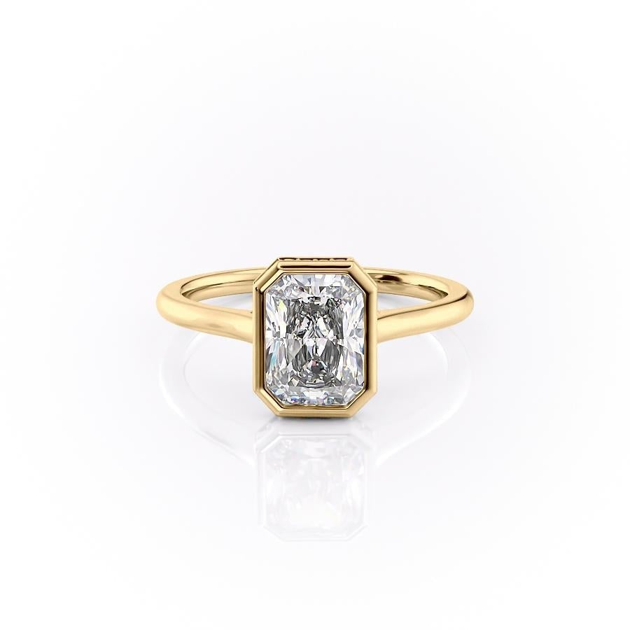 Radiant Cut Rubover Moissanite With Hidden Halo