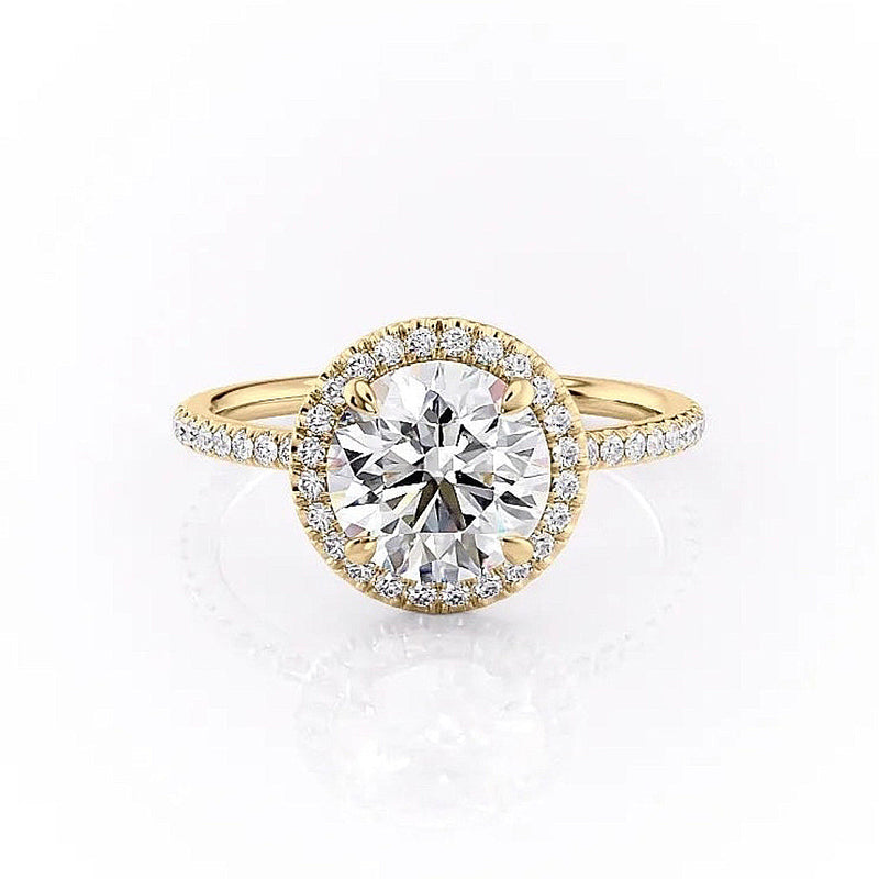 Round Cut Moissanite Engagement Ring With Halo