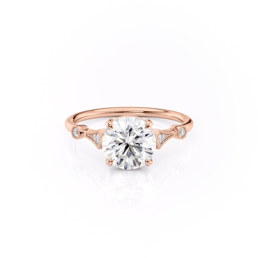 Round Cut Moissanite Vintage Design