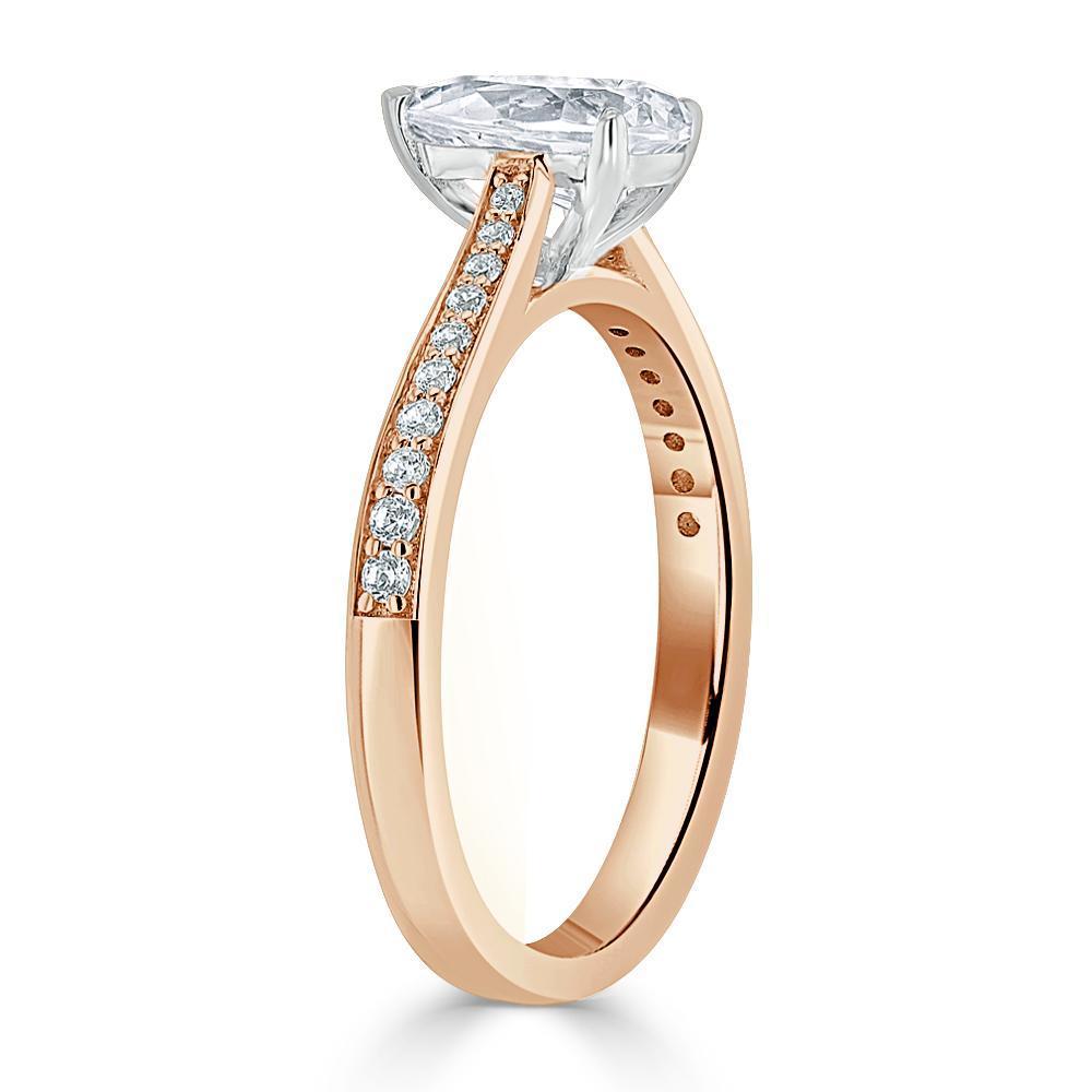 Pear Cut Moissanite Engagement Ring, Classic Style