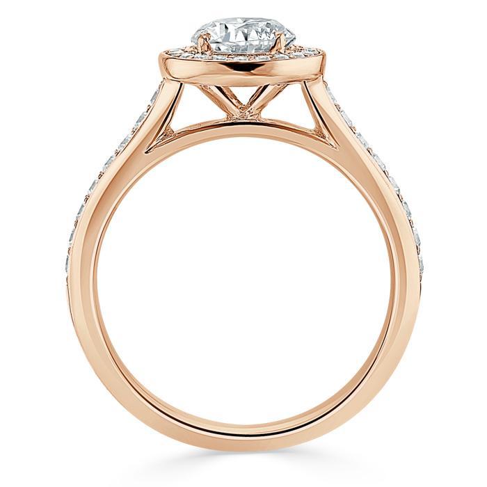 Round Cut Moissanite Halo Engagement Ring, Tiffany Style