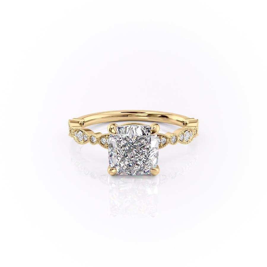 Cushion Cut Moissanite Engagement Ring, Vintage Design