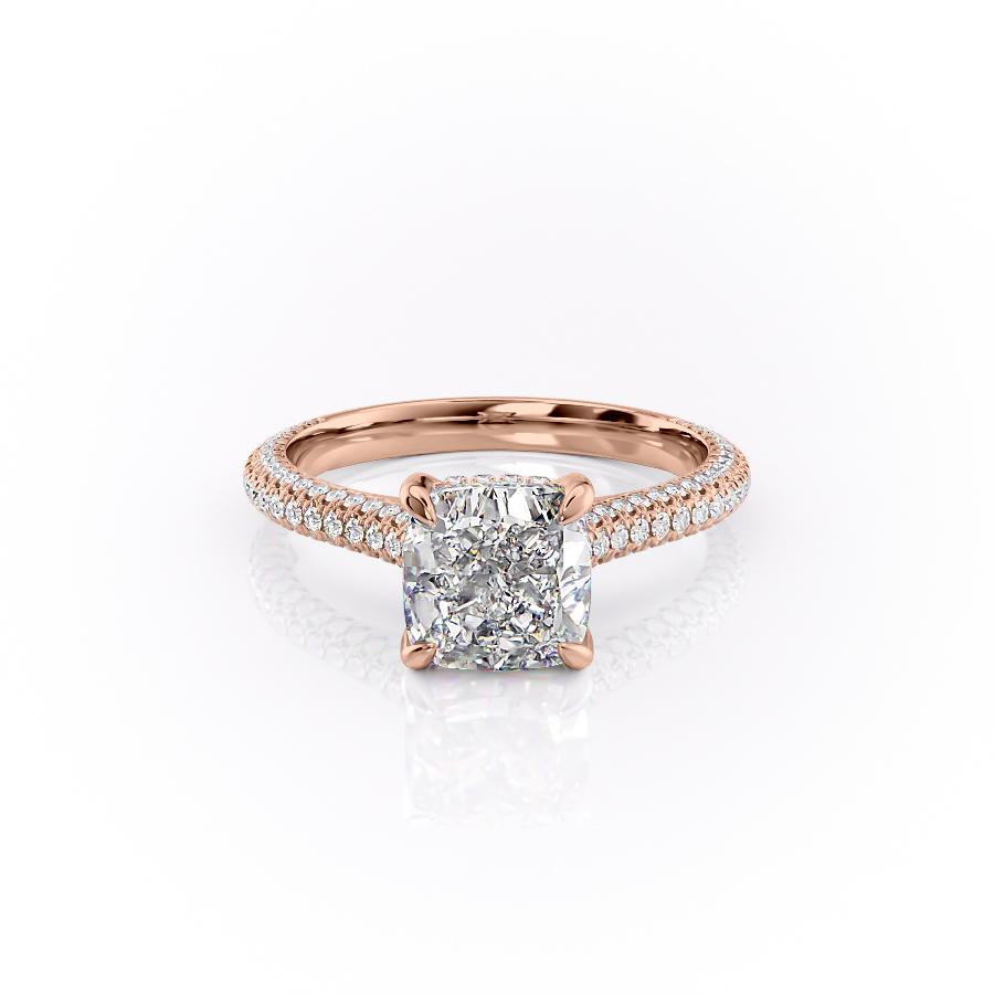 Cushion Cut Moissanite Ring With Pave Set Shoulders