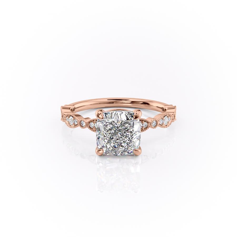 Cushion Cut Moissanite Engagement Ring, Vintage Design