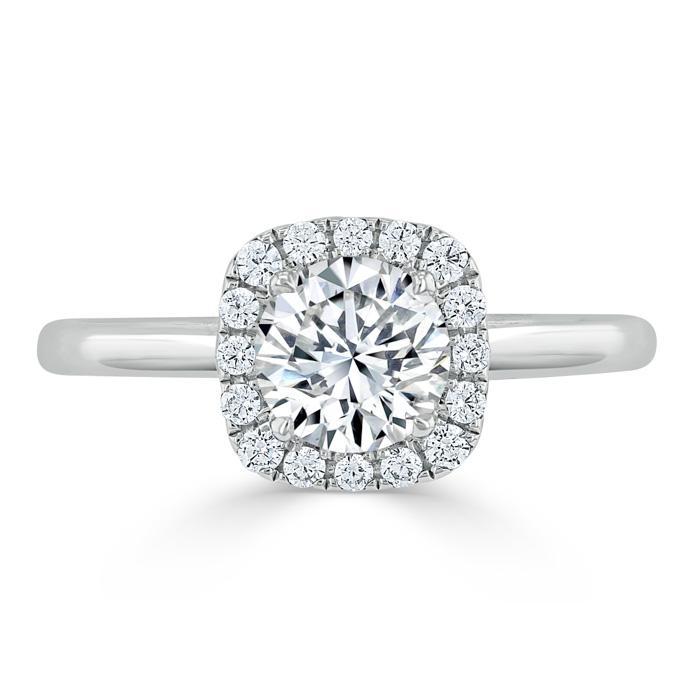 Round Cut Moissanite Halo Engagement Ring