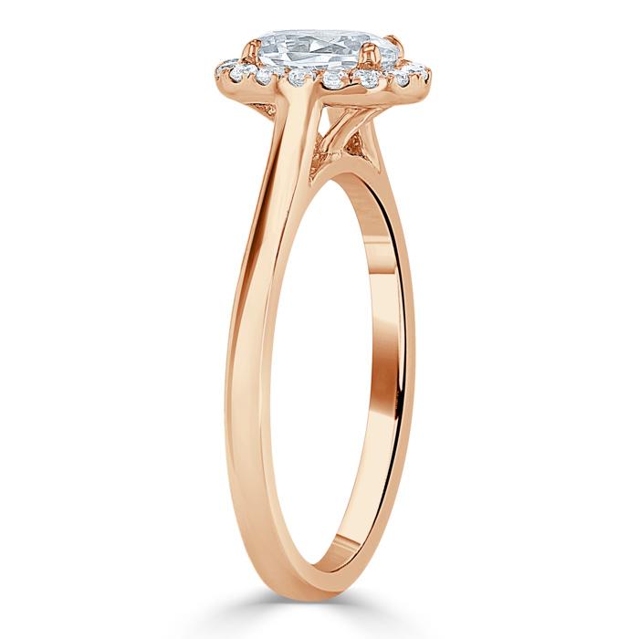 Oval Cut Moissanite Halo Engagement Ring