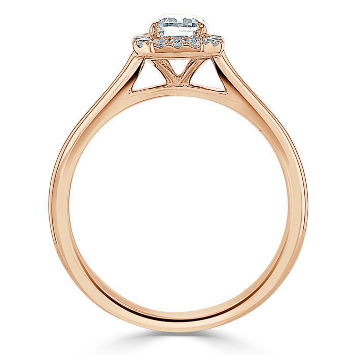 Emerald Cut Moissanite Halo Engagement Ring