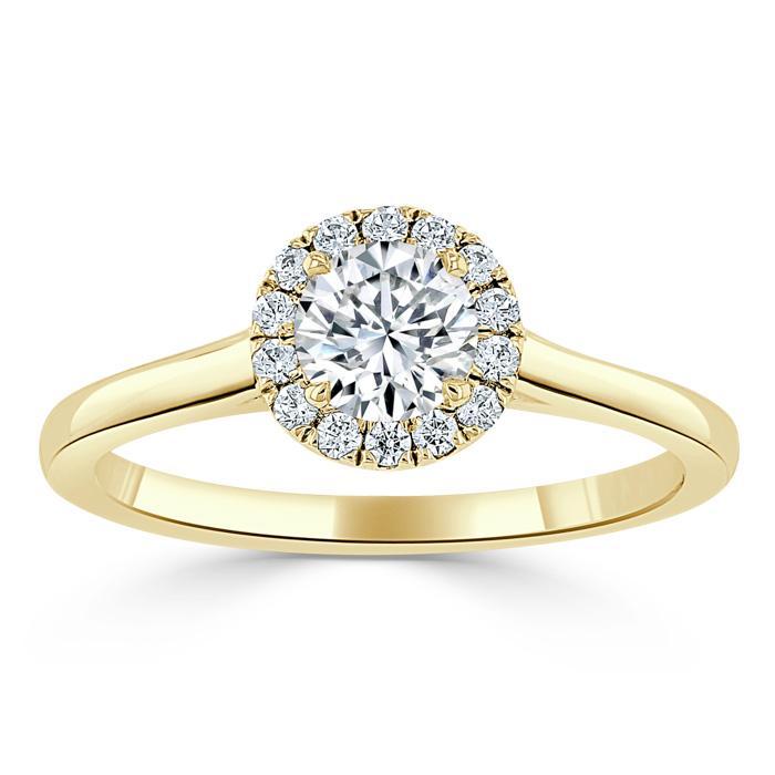 Round Cut Moissanite Halo Engagement Ring