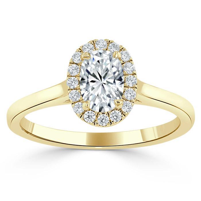 Oval Cut Moissanite Halo Engagement Ring