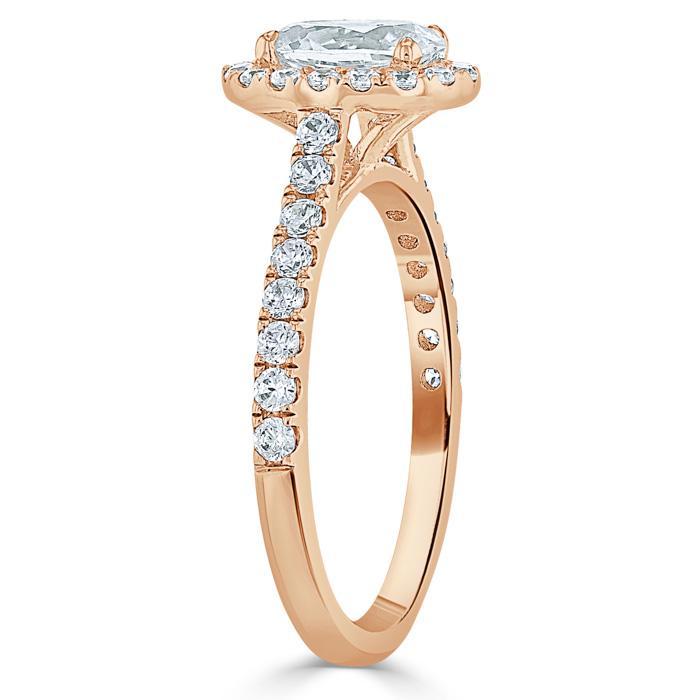 Oval Cut Moissanite Halo Engagement Ring Tiffany Style Flawless Moissanite