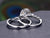 Bridal Ring Set, Vintage Design Halo, Shaped Band