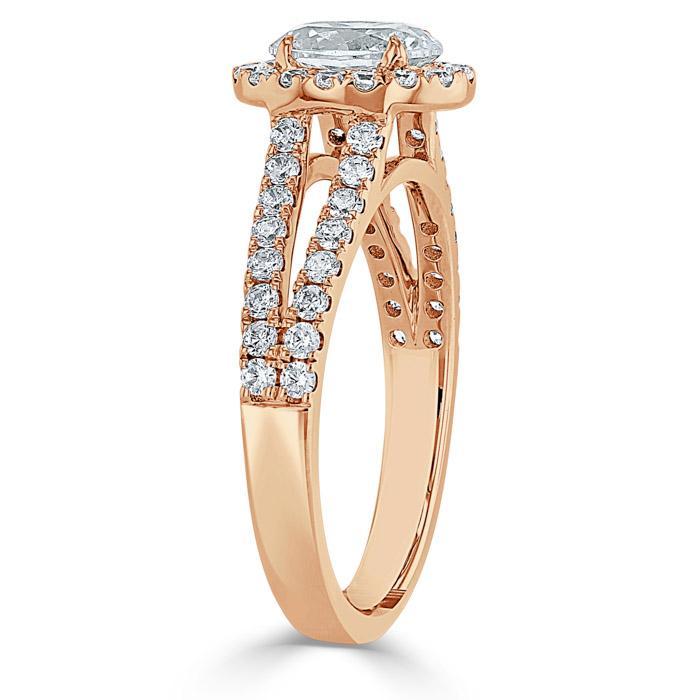 Oval Cut Moissanite Halo Engagement Ring, Tiffany Style