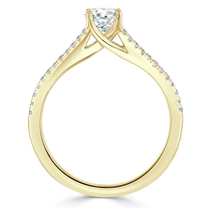 Oval Cut Moissanite Engagement Ring, Split Shank