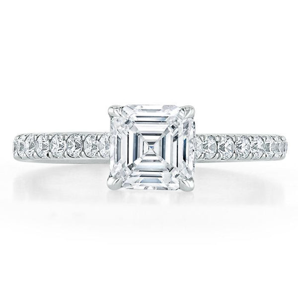 Asscher Cut Moissanite Engagement Ring, Classic Style