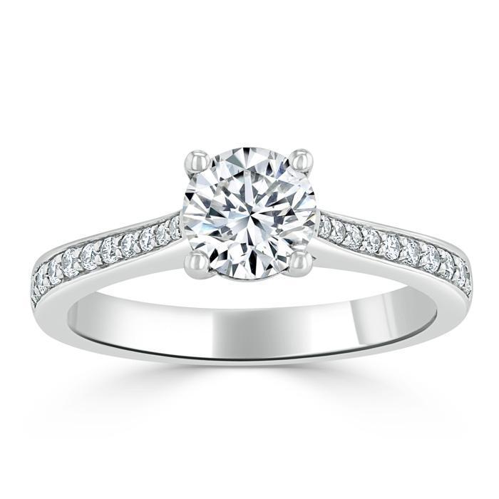 Round Cut Moissanite Engagement Ring, Classic Style