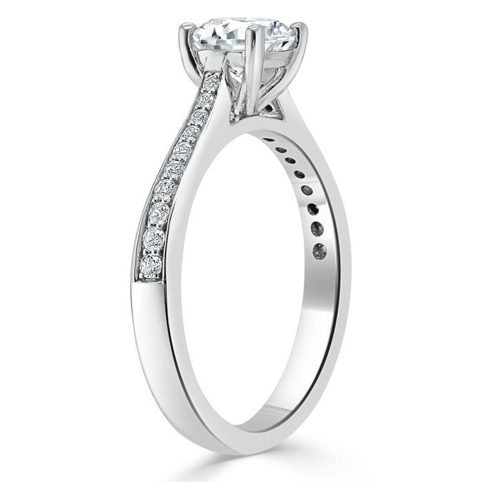 Round Cut Moissanite Engagement Ring, Classic Style