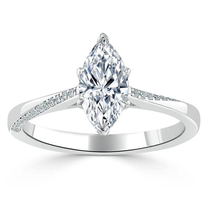 Marquise Cut Moissanite Engagement Ring, Classic Style