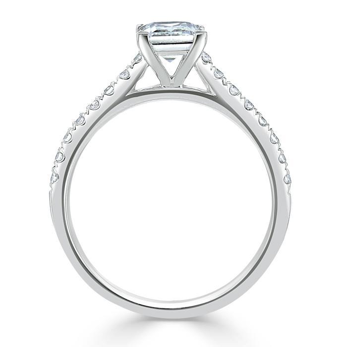 1.00ct  Princess Cut Moissanite Engagement Ring, Classic Style,  Available in White Gold, Platinum, Rose Gold or Yellow Gold