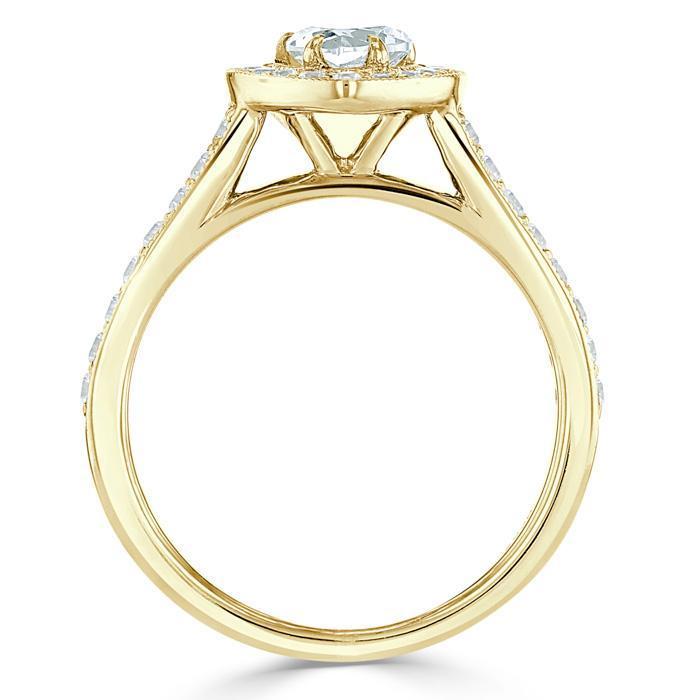 Heart Cut Moissanite Engagement Ring, Classic Halo