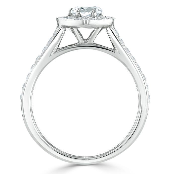 Heart Cut Moissanite Engagement Ring, Classic Halo