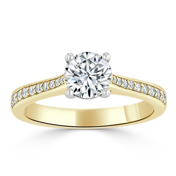 Round Cut Moissanite Engagement Ring, Classic Style