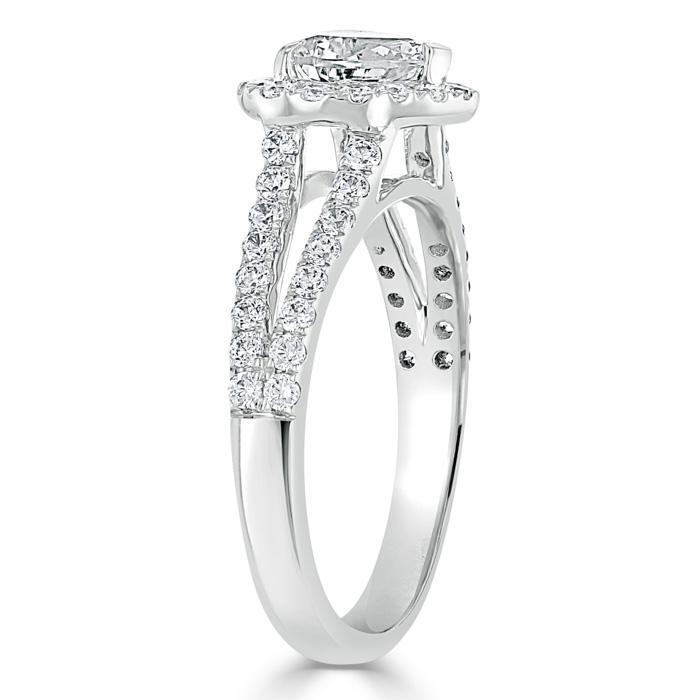 Heart Cut Moissanite Engagement Ring, Classic Halo