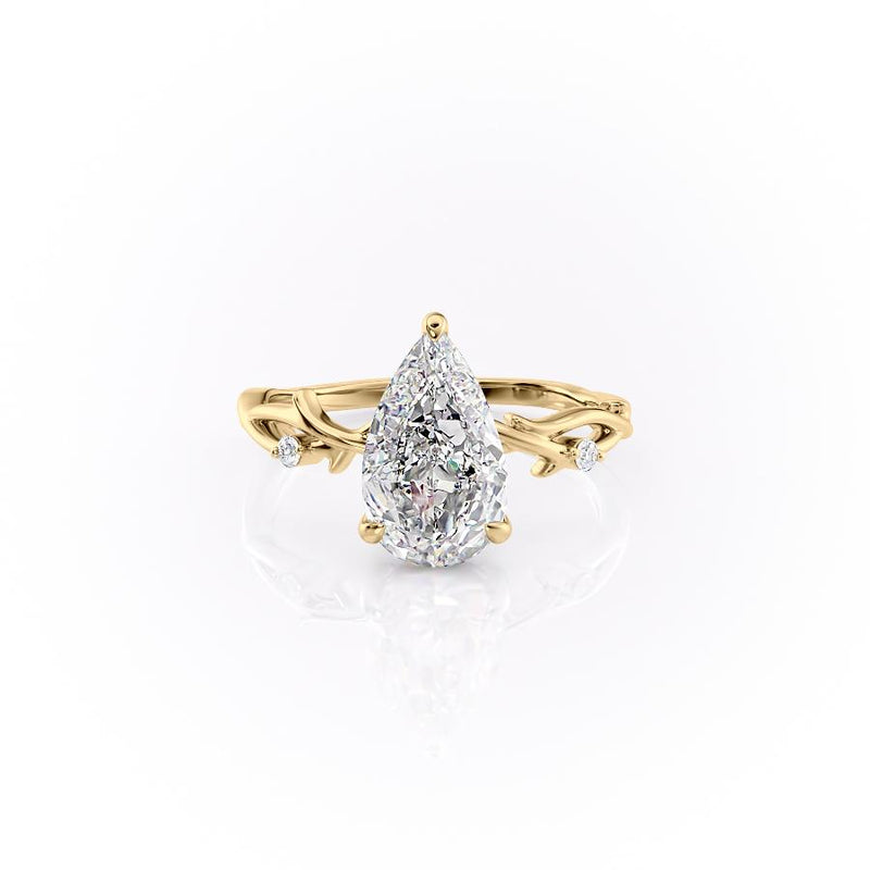 Pear Cut Moissanite Engagement Ring, Twig Design 