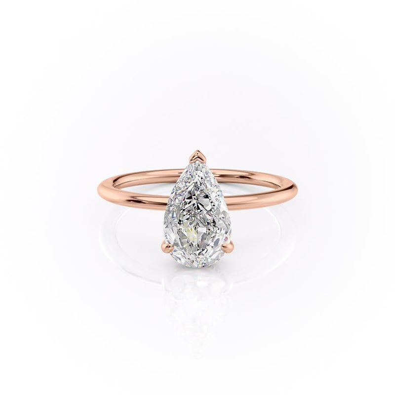 Pear Cut Moissanite Engagement Ring With Hidden Halo