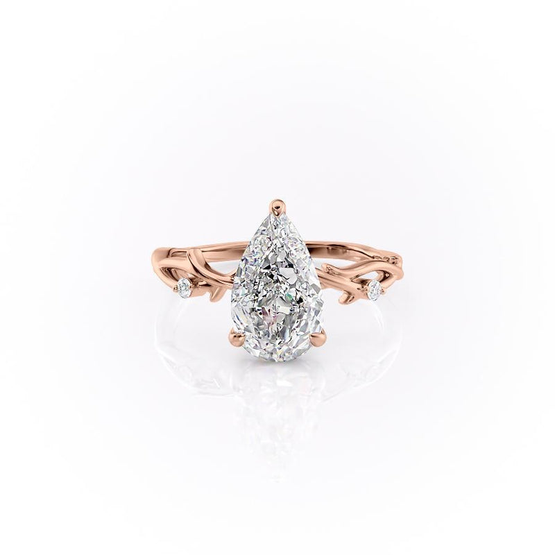 Pear Cut Moissanite Engagement Ring, Twig Design 