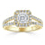Asscher Cut Moissanite Engagement Ring, Classic Halo with Split Shank