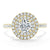 Round Cut Moissanite Double Halo Engagement Ring, Tiffany Style