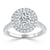 Round Cut Moissanite Double Halo Engagement Ring, Tiffany Style